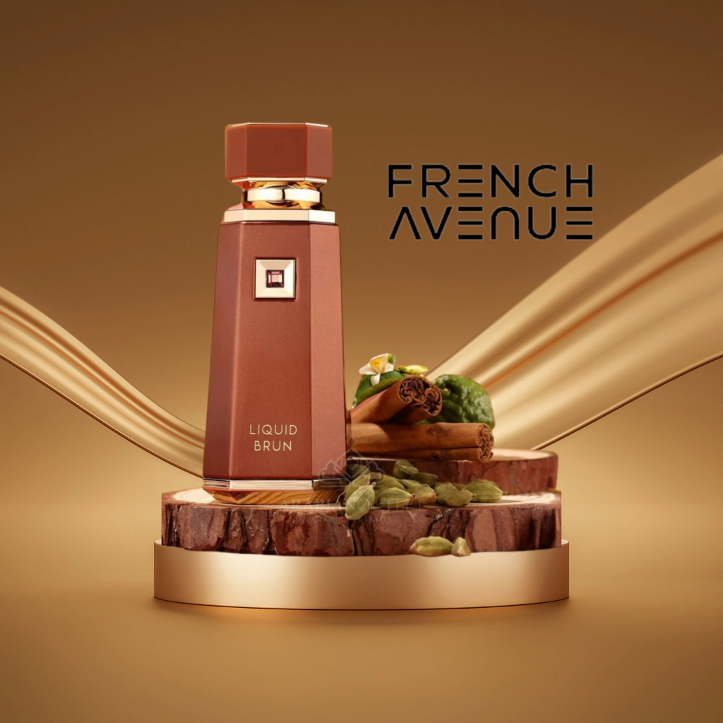 Frasco castanho do perfume árabe French Avenue Liquid Brun 100ml