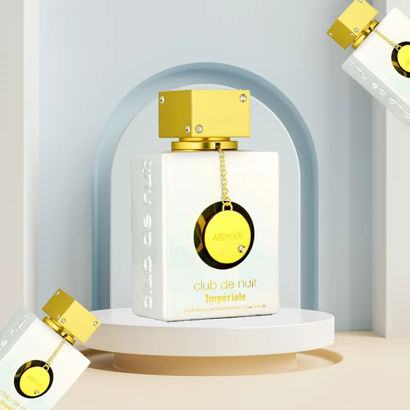 Frasco branco pérola luxuoso do perfume árabe feminino Armaf Club de Nuit Imperiale 105ml