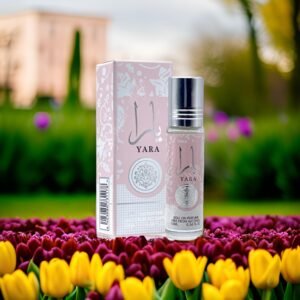 Pequeno frasco rosa do perfume árabe feminino Lattafa Yara roll-on