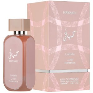 Frasco do perfume árabe feminino Lattafa Hayaati Florence 100ml