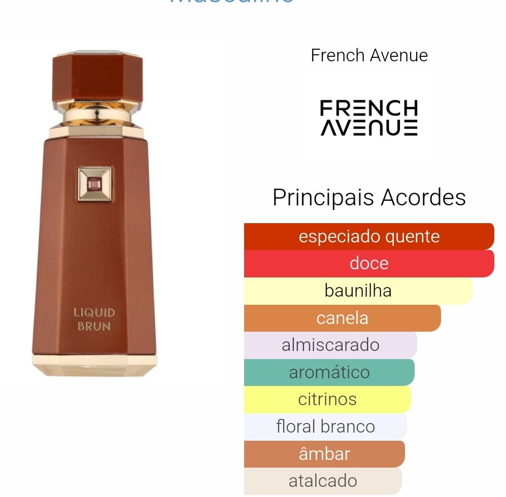 Frasco castanho do perfume árabe French Avenue Liquid Brun 100ml