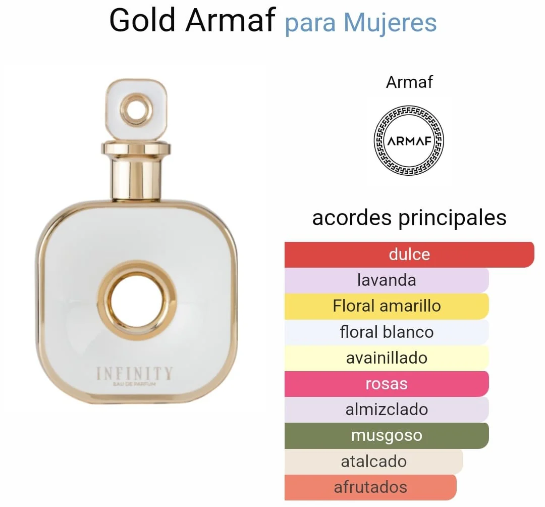 Frasco dourado e luxuoso do perfume árabe feminino Armaf Infinity Gold 105ml