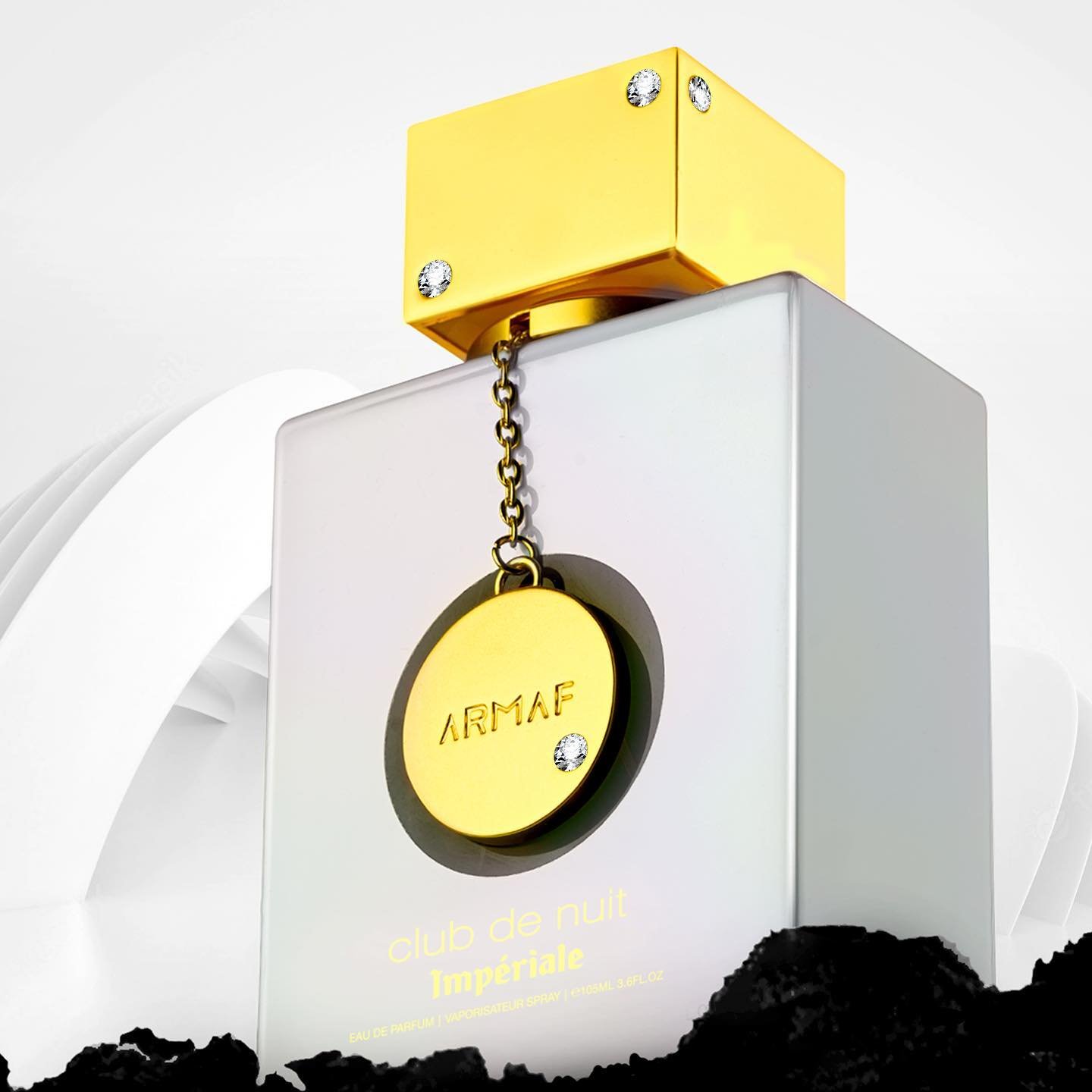 Frasco branco pérola luxuoso do perfume árabe feminino Armaf Club de Nuit Imperiale 105ml