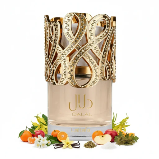 Frasco dourado luxuoso do perfume árabe feminino Lattafa Dalal 100ml