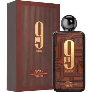 Frasco do perfume árabe Afnan 9 PM Elixir 100ml