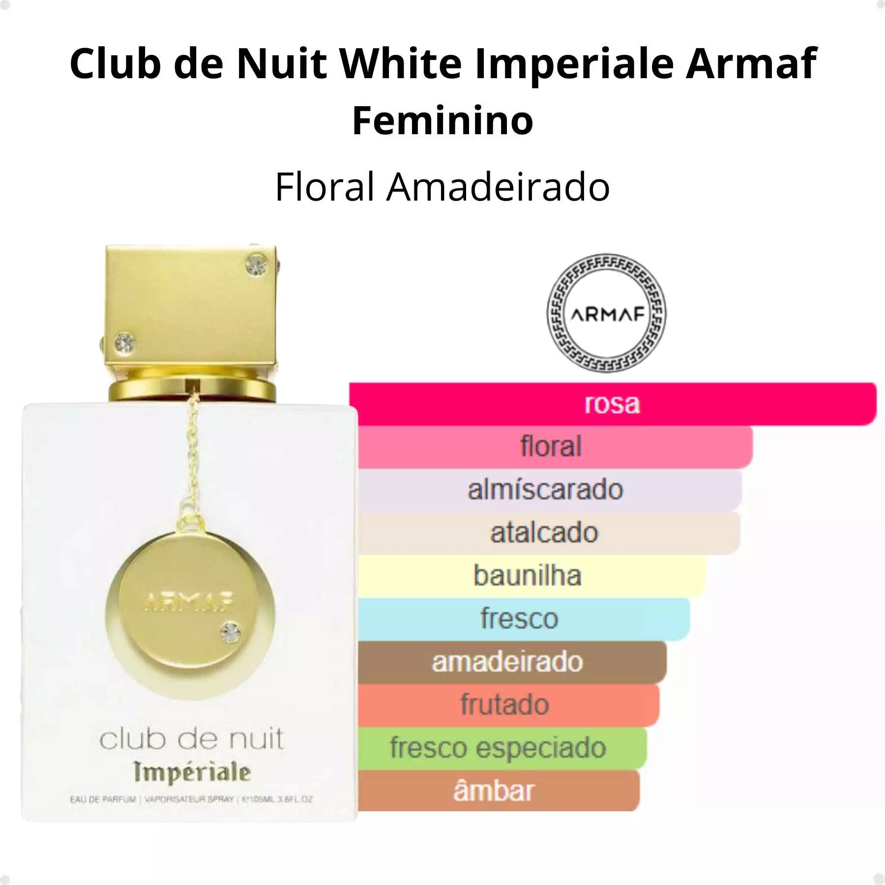 Frasco branco pérola luxuoso do perfume árabe feminino Armaf Club de Nuit Imperiale 105ml