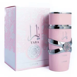 Frasco icónico cor-de-rosa do perfume árabe feminino Lattafa Yara 100ml