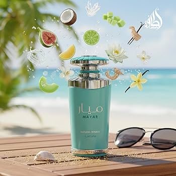 Frasco azul turquesa luxuoso do perfume feminino Lattafa Mayar Natural Intense 100ml