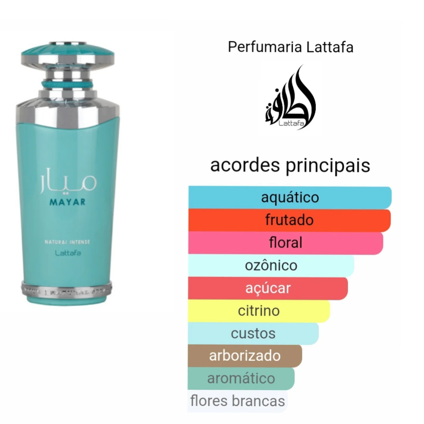 Frasco azul turquesa luxuoso do perfume feminino Lattafa Mayar Natural Intense 100ml