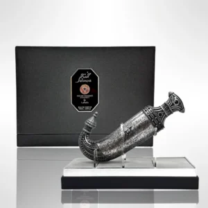 Frasco luxuoso em forma de adaga do perfume árabe Lattafa Niche Emarati Khanjar