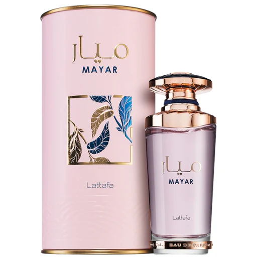 Frasco rosa metalizado luxuoso do perfume feminino árabe Lattafa Mayar 100ml