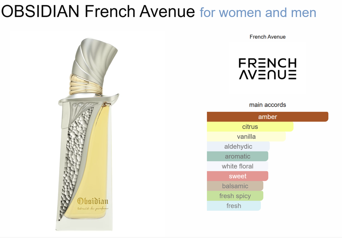 Frasco luxuoso do perfume árabe French Avenue Obsidian 100ml
