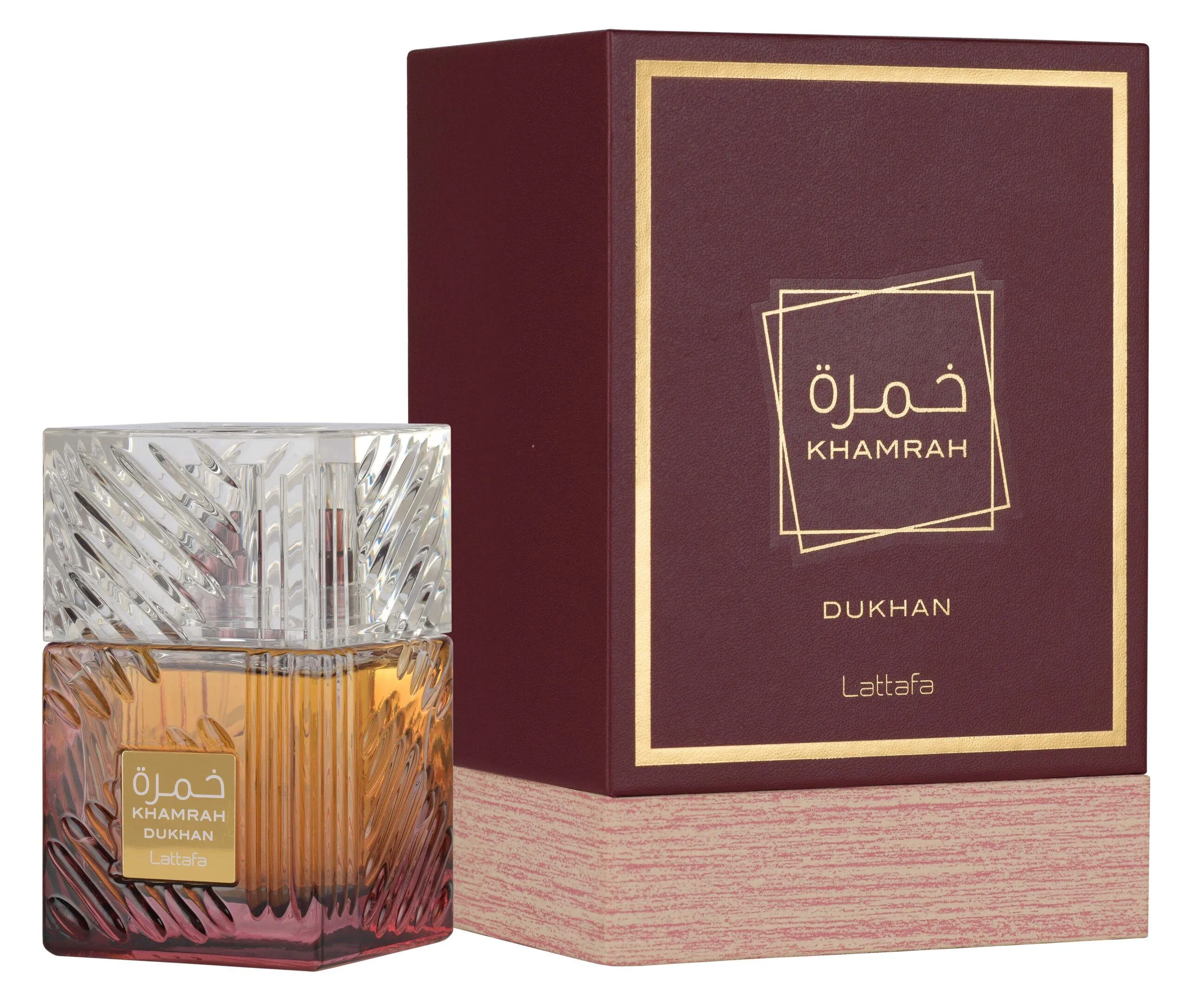Frasco luxuoso do perfume árabe Lattafa Khamrah Dukhan 100ml