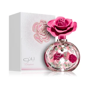 Frasco delicado e elegante do perfume floral feminino Lattafa Layaan