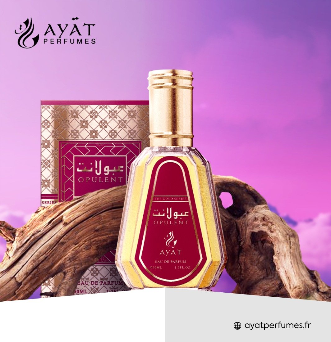 Frasco de vidro elegante com líquido rosa do perfume feminino Ayat Ameerat Al Arabia 50ml