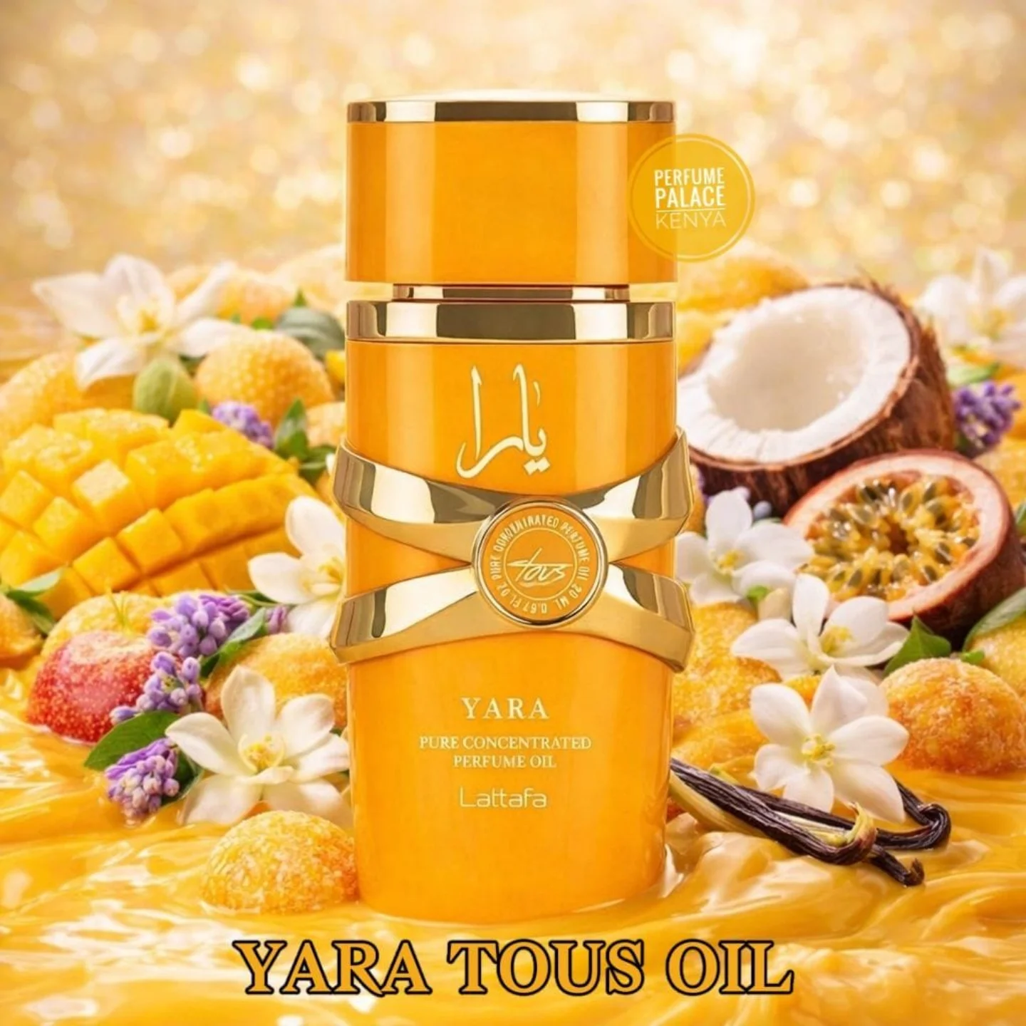 Óleo concentrado tropical sem álcool Lattafa Yara Tous Perfume Oil 20ml manga e coco