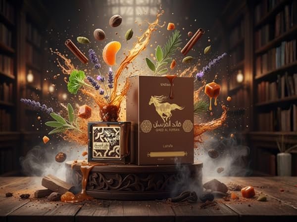 Frasco elegante do perfume árabe Lattafa Qaed Al Fursan Untamed 90ml