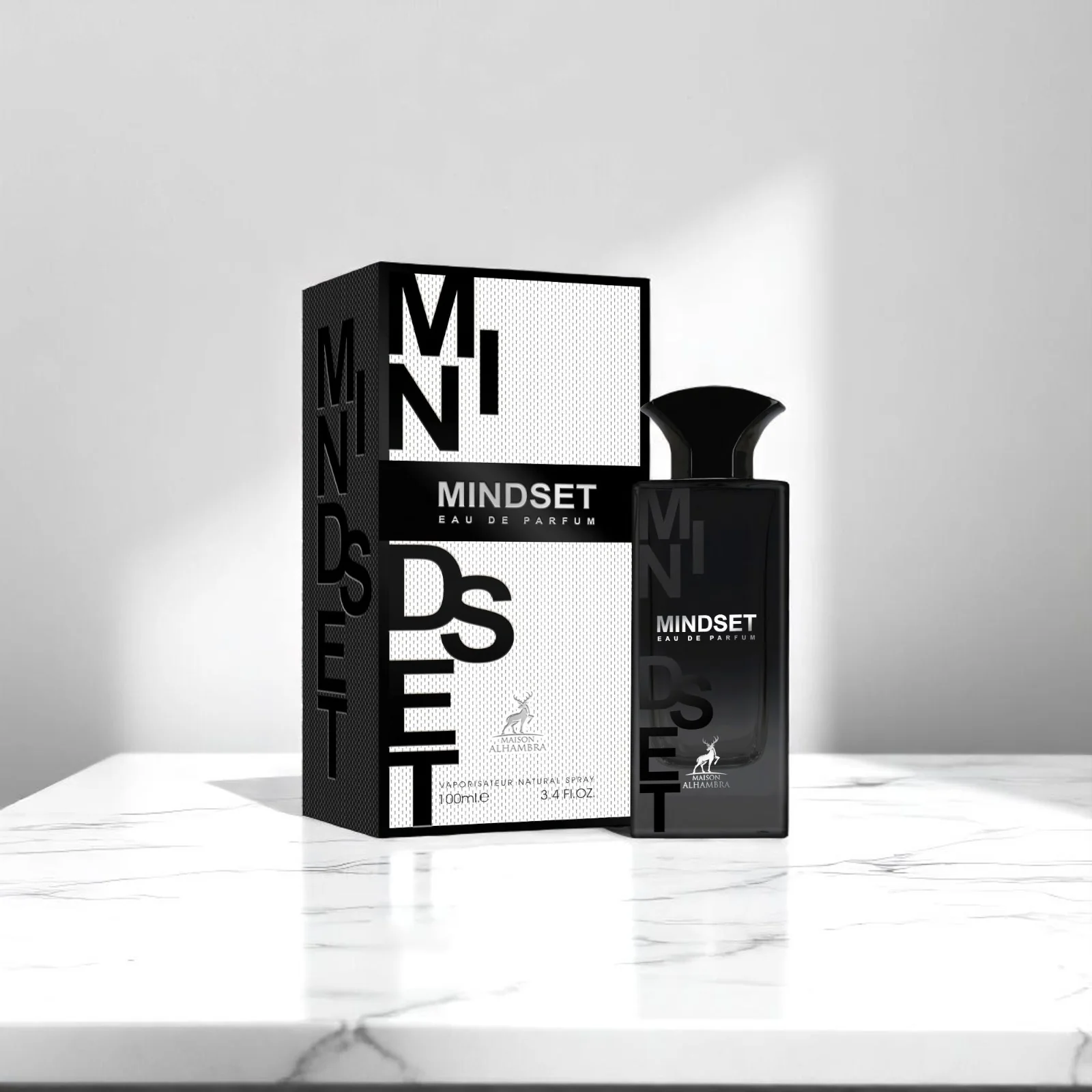 Frasco elegante do perfume árabe masculino Maison Alhambra Mindset 100ml