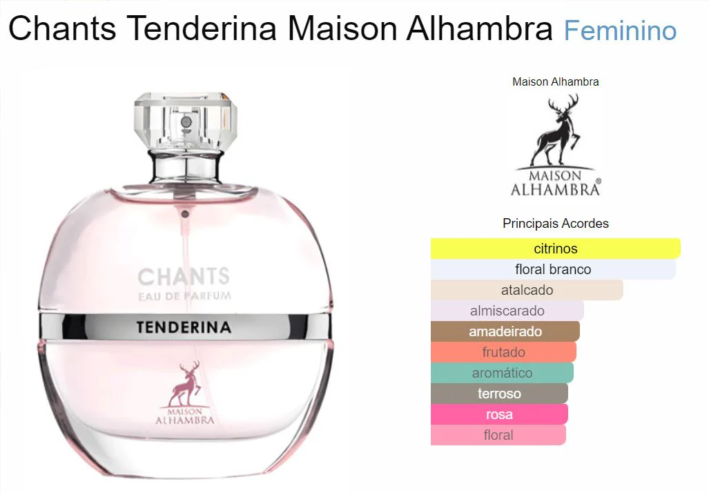 Perfume Maison Alhambra Chants Tenderina EDP 100ml inspirado no Chanel Chance Eau Tendre
