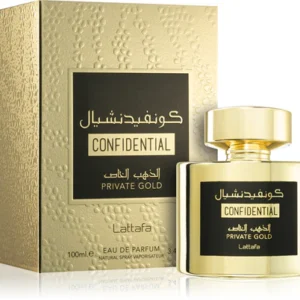 Perfume Lattafa Confidential Private Gold EDP 100ml inspirado no Tiziana Terenzi Kirkè