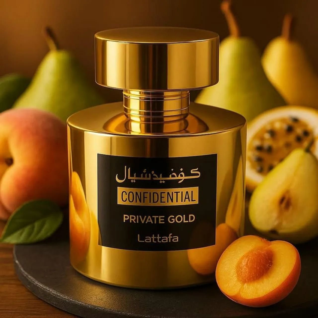 Perfume Lattafa Confidential Private Gold EDP 100ml inspirado no Tiziana Terenzi Kirkè