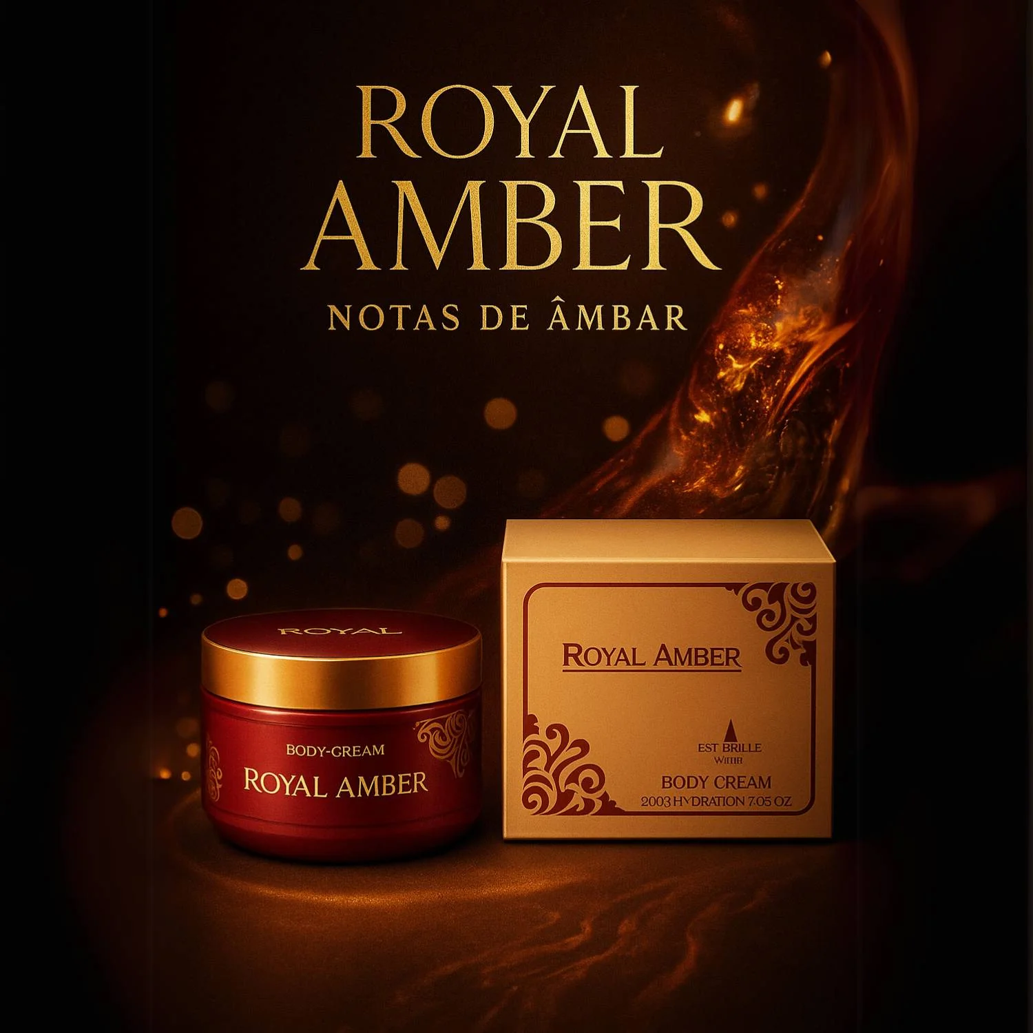 Pote luxuoso do Hidratante Corporal Royal Amber em Pasta da Isabelle La Belle 200g.