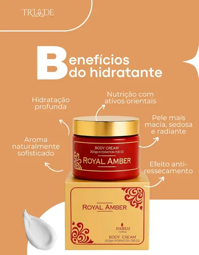 Textura densa e rica da manteiga corporal Royal Amber para demonstração de qualidade.