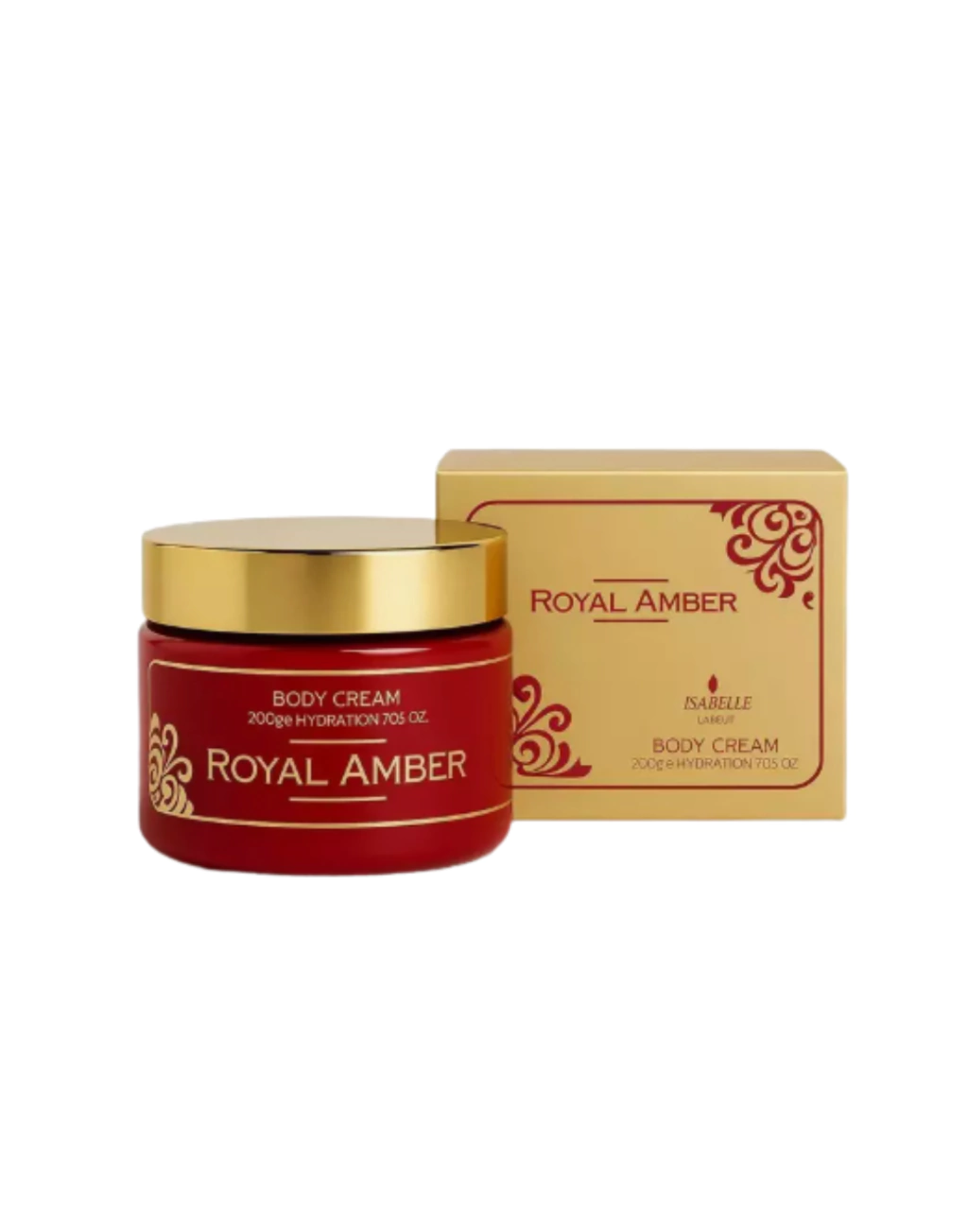 Pote luxuoso do Hidratante Corporal Royal Amber em Pasta da Isabelle La Belle 200g.