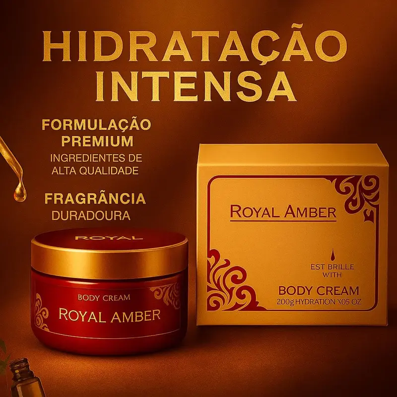 Textura densa e rica da manteiga corporal Royal Amber para demonstração de qualidade.