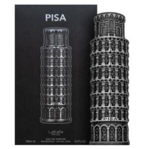 Frasco do perfume árabe cítrico amadeirado Lattafa Pride Pisa EDP