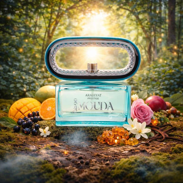 Perfume unissexo Mouda EDP num ambiente premium de verão