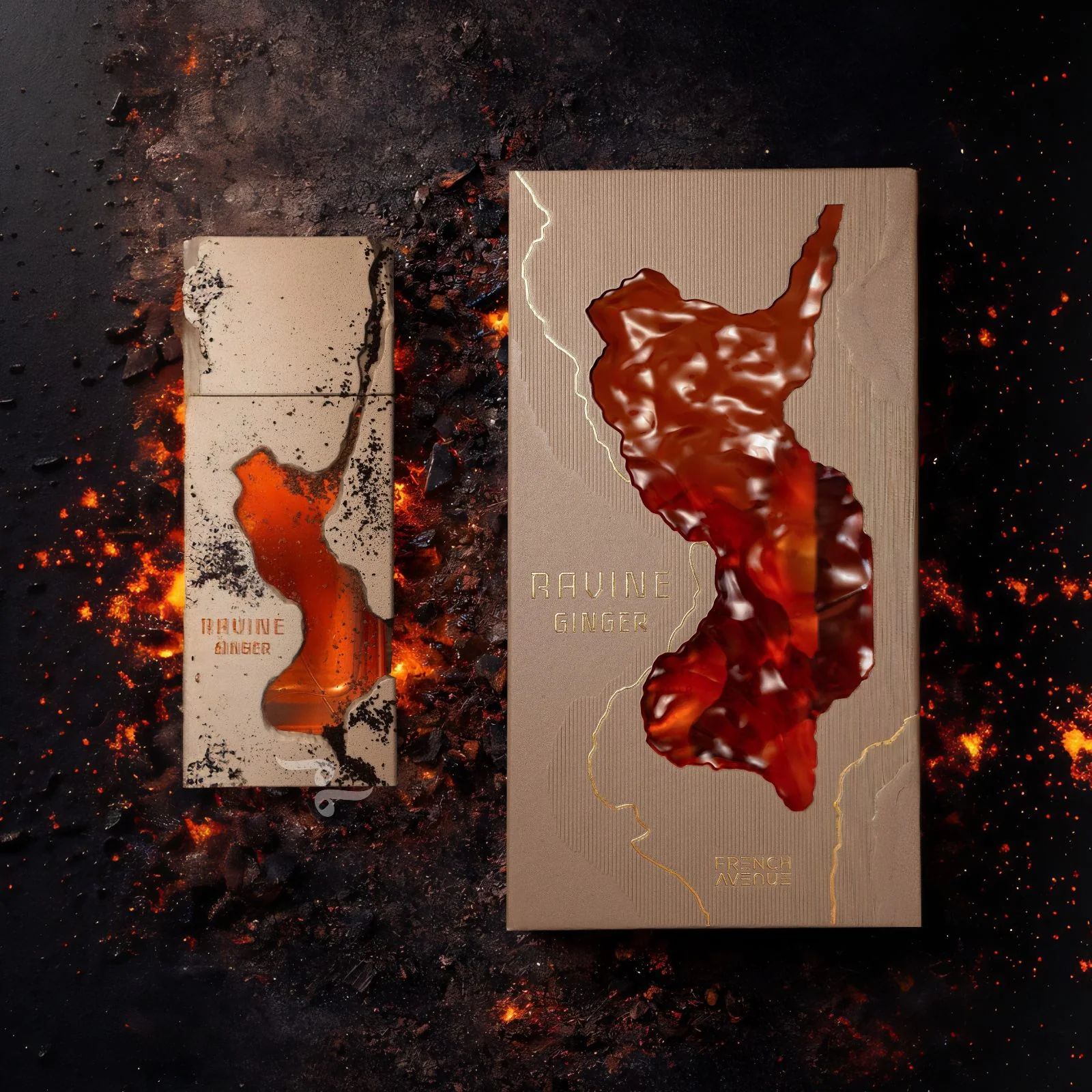 Caixa do perfume French Avenue Ravine Ginger Extrait de Parfum
