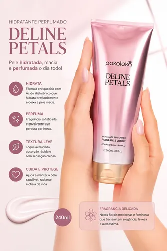 Pirâmide olfativa com notas de rosa turca e lichia do Luxury Deline Petals