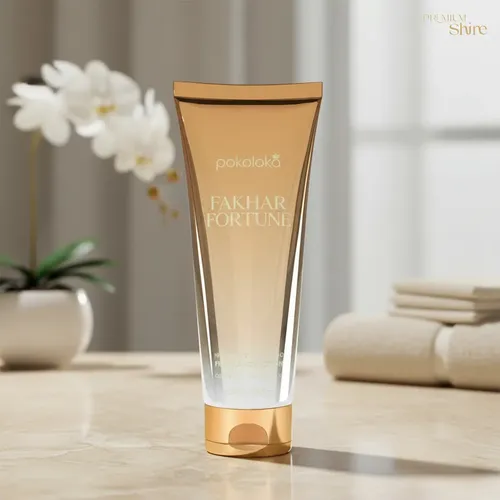 Creme corporal Luxury Fakhar Fortune num ambiente premium de cuidado feminino