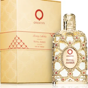 Frasco e embalagem do perfume unissexo Orientica Royal Amber Eau de Parfum