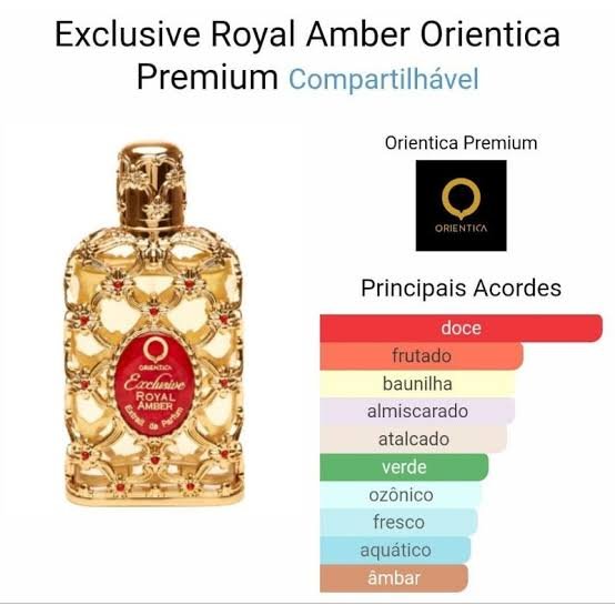 Pirâmide olfativa com notas de melão, abacaxi e âmbar do Orientica Royal Amber