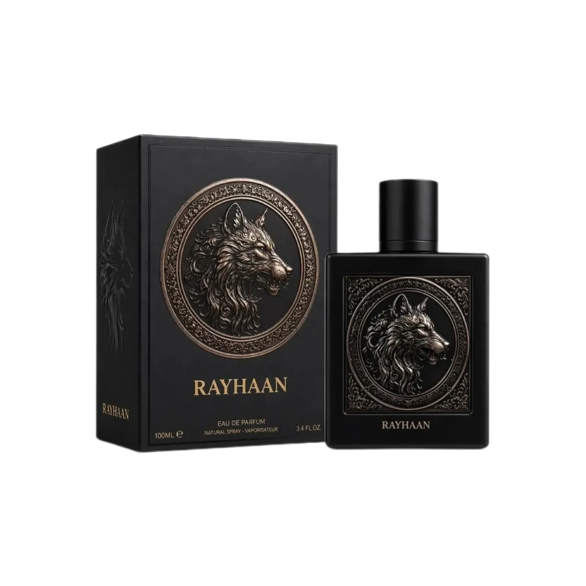 Frasco do perfume masculino Rayhaan Wolf Eau de Parfum de 100ml