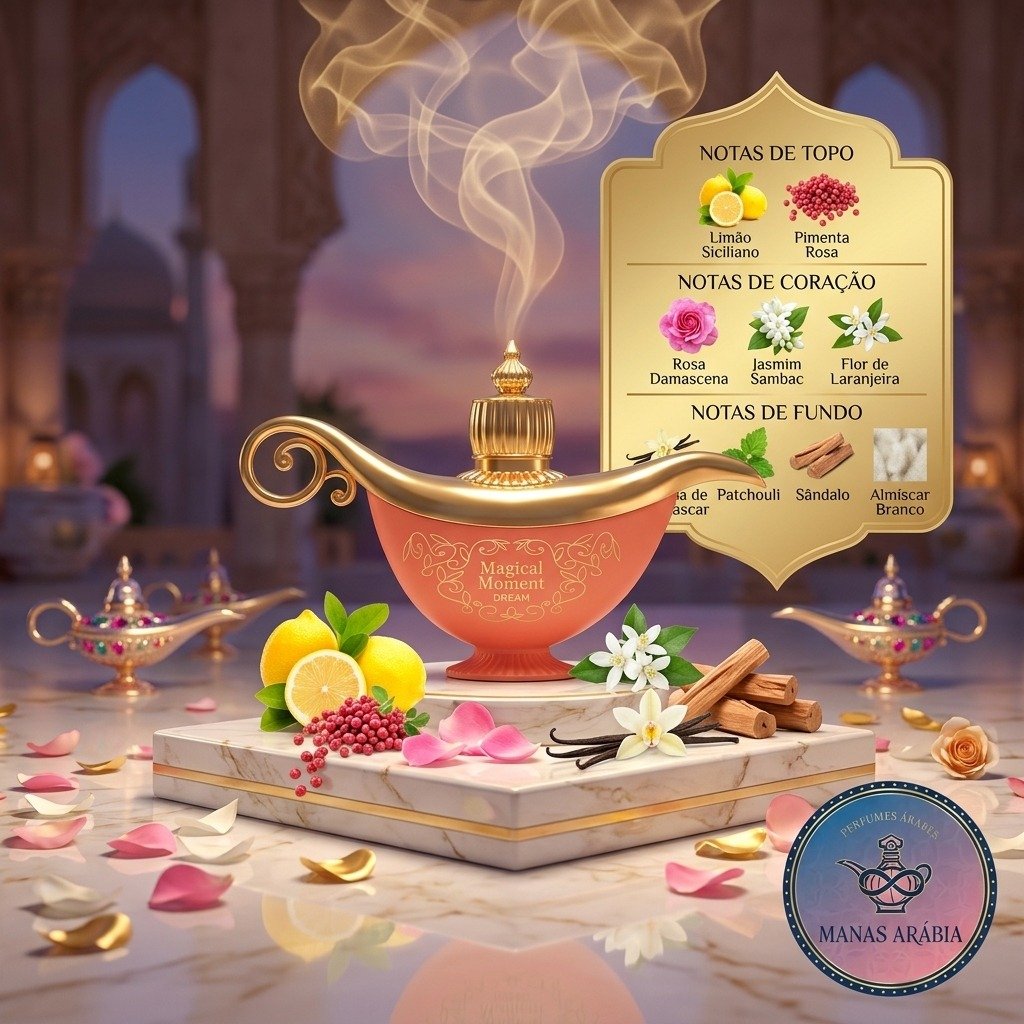 Pirâmide olfativa com notas de peónia e lírio-do-vale do Magical Moment Dream