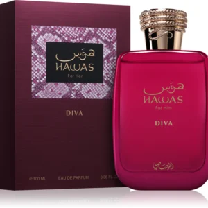 Frasco do perfume feminino Rasasi Hawas Diva Eau de Parfum de 100ml