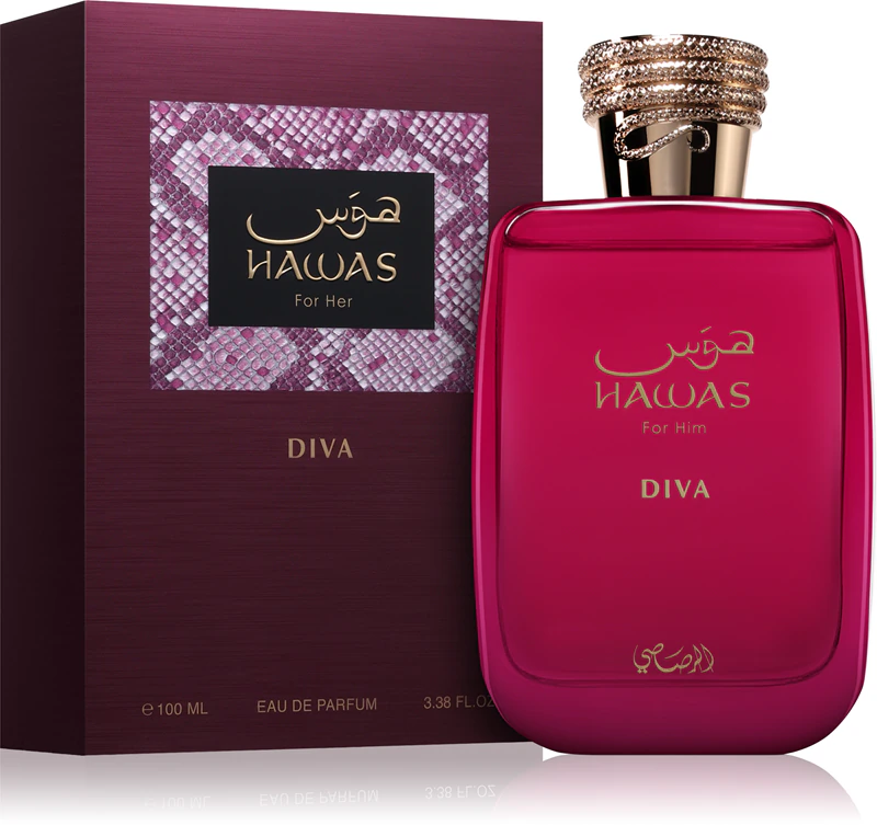 Frasco do perfume feminino Rasasi Hawas Diva Eau de Parfum de 100ml