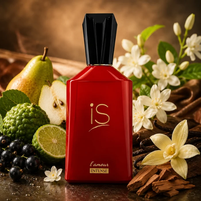 Ingredientes frutados e florais inspiradores do perfume IS L'Amour Intense
