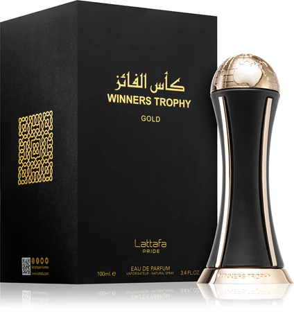 Frasco do perfume unissexo Lattafa Pride Winners Trophy Gold Eau de Parfum de 100ml