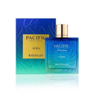 Frasco do perfume unissexo Pacific Aura Rayhaan Eau de Parfum de 100ml