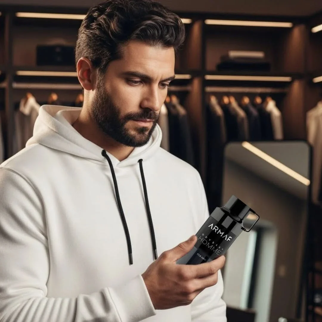 Desodorizante Armaf Odyssey Homme num ambiente elegante de cuidados masculinos