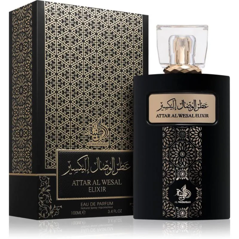 Frasco do perfume masculino Attar Al Wesal Elixir Al Wataniah de 100ml