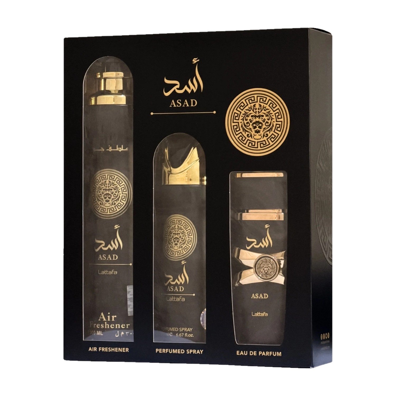 Lattafa Asad Coffret EDP + Ambientador + Spray Corporal