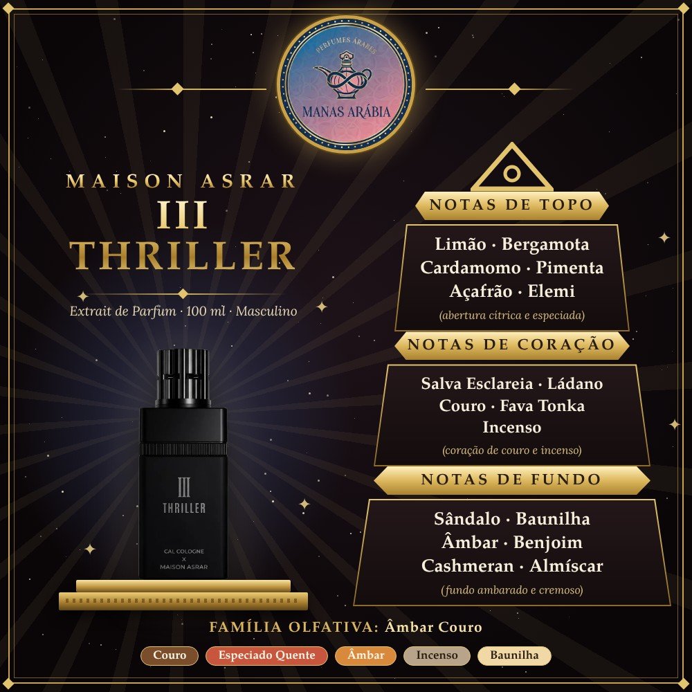 Maison Asrar III Thriller – pirâmide olfativa e notas