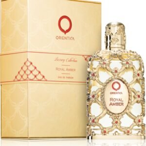 Frasco e embalagem do perfume unissexo Orientica Royal Amber Eau de Parfum
